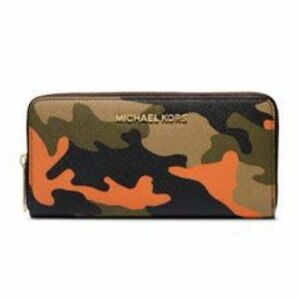 Michael Kors large continental wallet in an orange and green camouflage print